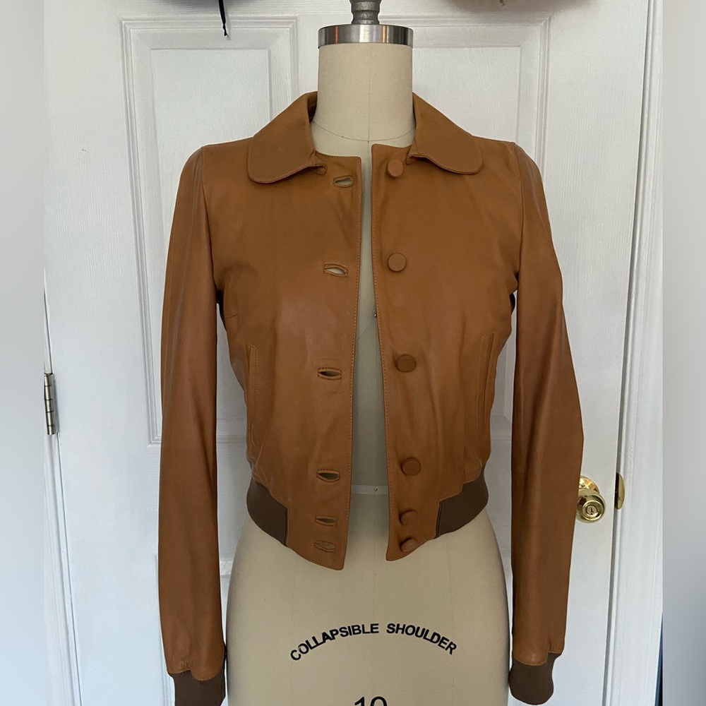 Dolce&Gabbana Tan Leather Bomber Jacket Size 40 - Picture 1 of 12
